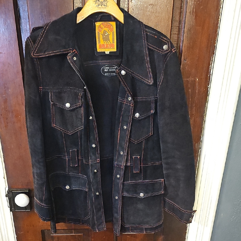 Black Leather Jacket with Red Stitching